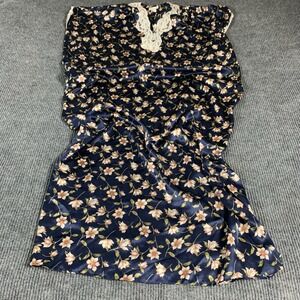 VTG Barbizon Nightgown Womens Medium M Blue Floral Lace Trim Long Sleepwear Maxi